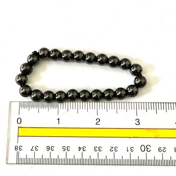 Hematite beaded stretchy bracelet - Picture 5 of 7